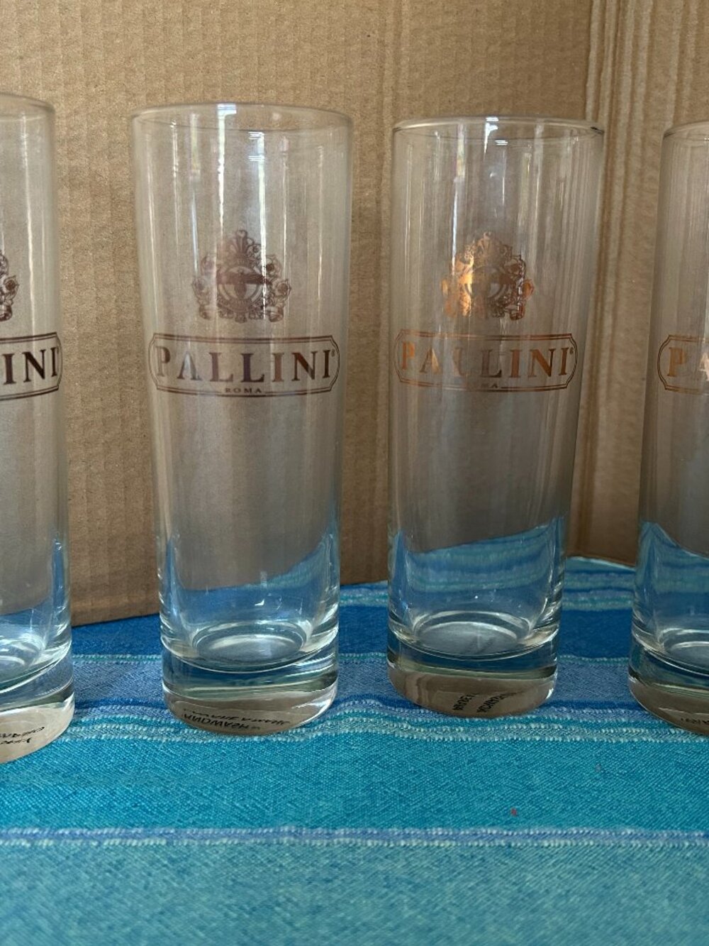 Pallini Roma 10 oz Limoncello Highball Glasses 6.5" Tall Set of 4 Made in Italy